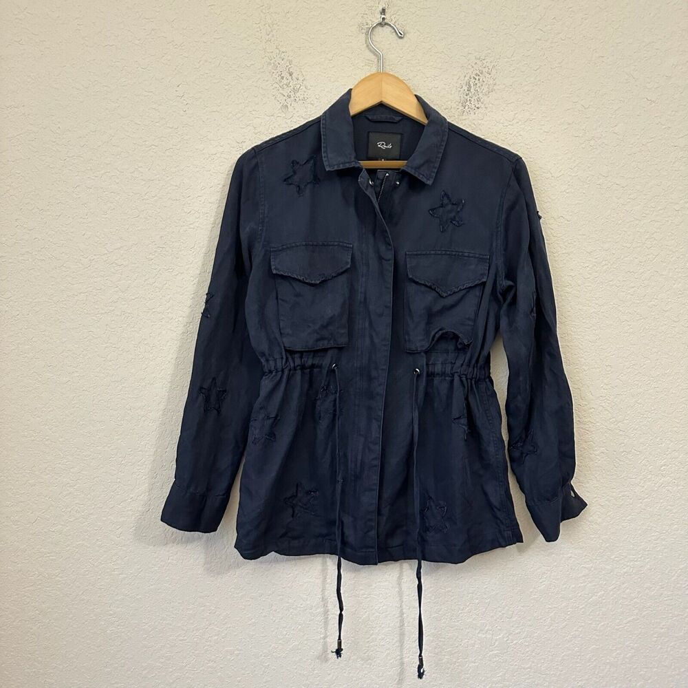 RAILS Lancaster Jacket Zip-Up in Indigo Stars Cinch Waist